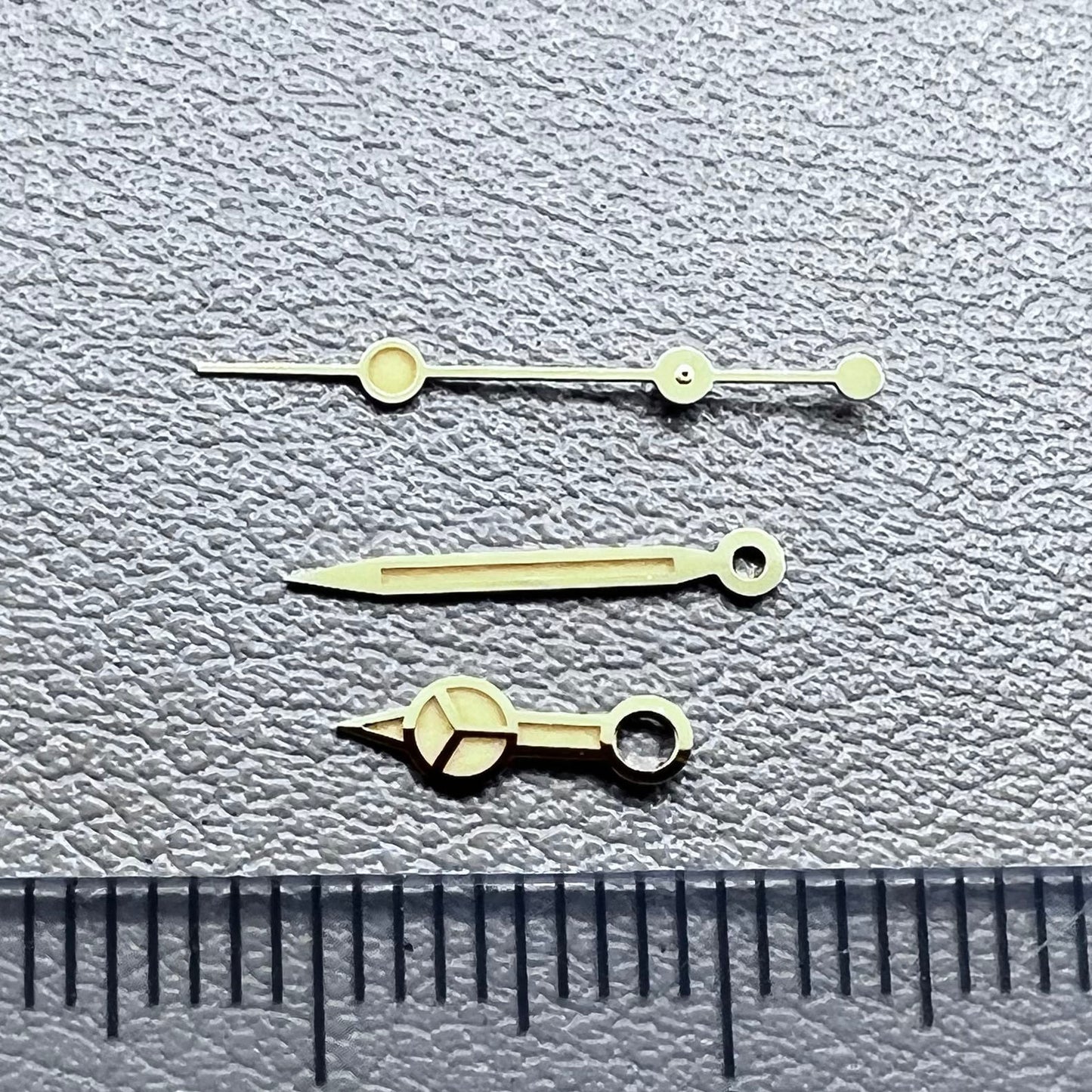 C3 green lume vintage watch hands with golden trim for NH34 NH35 NH36 NH38 NH39 NH70 movements.