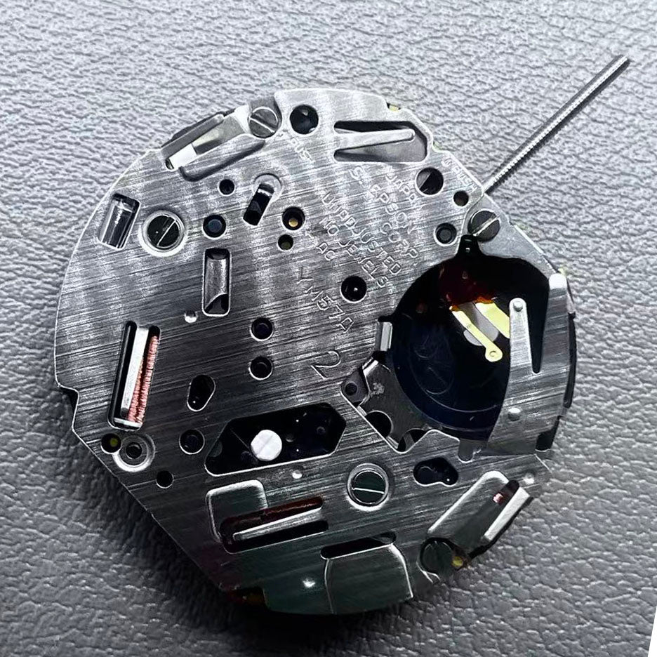 Japan YM57.A watch accessory featuring quartz multifunction movement with small second subdials at 6, 9, and 12 o'clock.