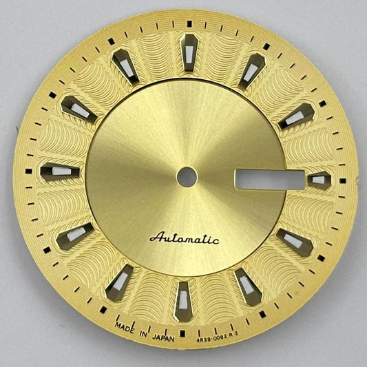 Golden No Lume Modified Silver Nail Watch Dial for NH35 NH36 movement, sleek design for luxury watch customization.