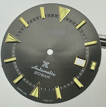 Dark grey 34mm Nail Datejust dial with golden trim and green lume, compatible with 8215 8200 movements.