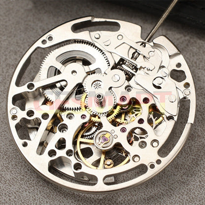 Dandong Silver hollow automatic mechanical watch accessory with second stop feature for precision timing.