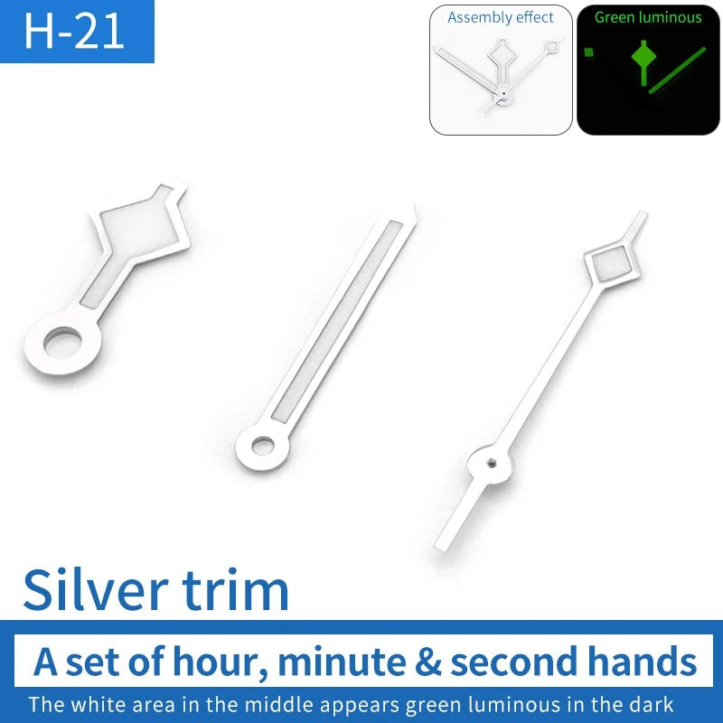 Snowflake Silver Trim Green Lume Watch Hands for Srpd Skx007/009 NH35 7009 6309