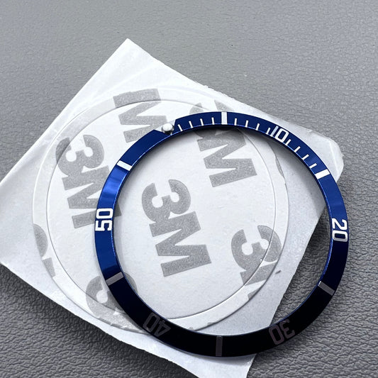 36.5*30.8mm Dark Blue Watch Bezel Vintage Aluminum Alloy Slope Green Luminous