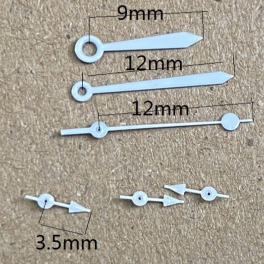 12mm white trim watch hands for Miyota OS10 OS20 OS30 movements, precise replacement parts.