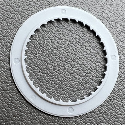 Silver KA Font date wheel set for Miyota 8215 watch movement, enhancing precision and style.