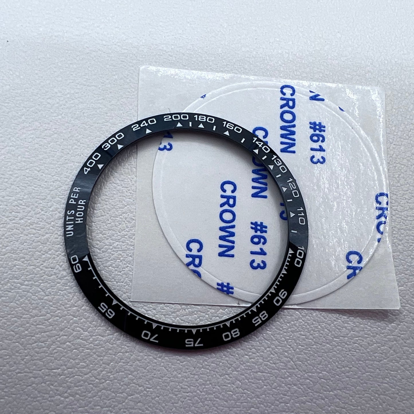 37.65*30.7mm Watch Bezel Ceramic Slope Black Background White Font for Daytona