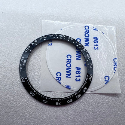 37.65*30.7mm Watch Bezel Ceramic Slope Black Background White Font for Daytona