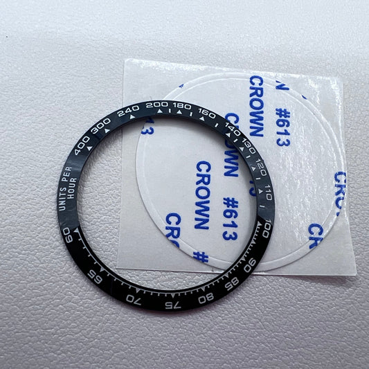 37.65*30.7mm Watch Bezel Ceramic Slope Black Background White Font for Daytona