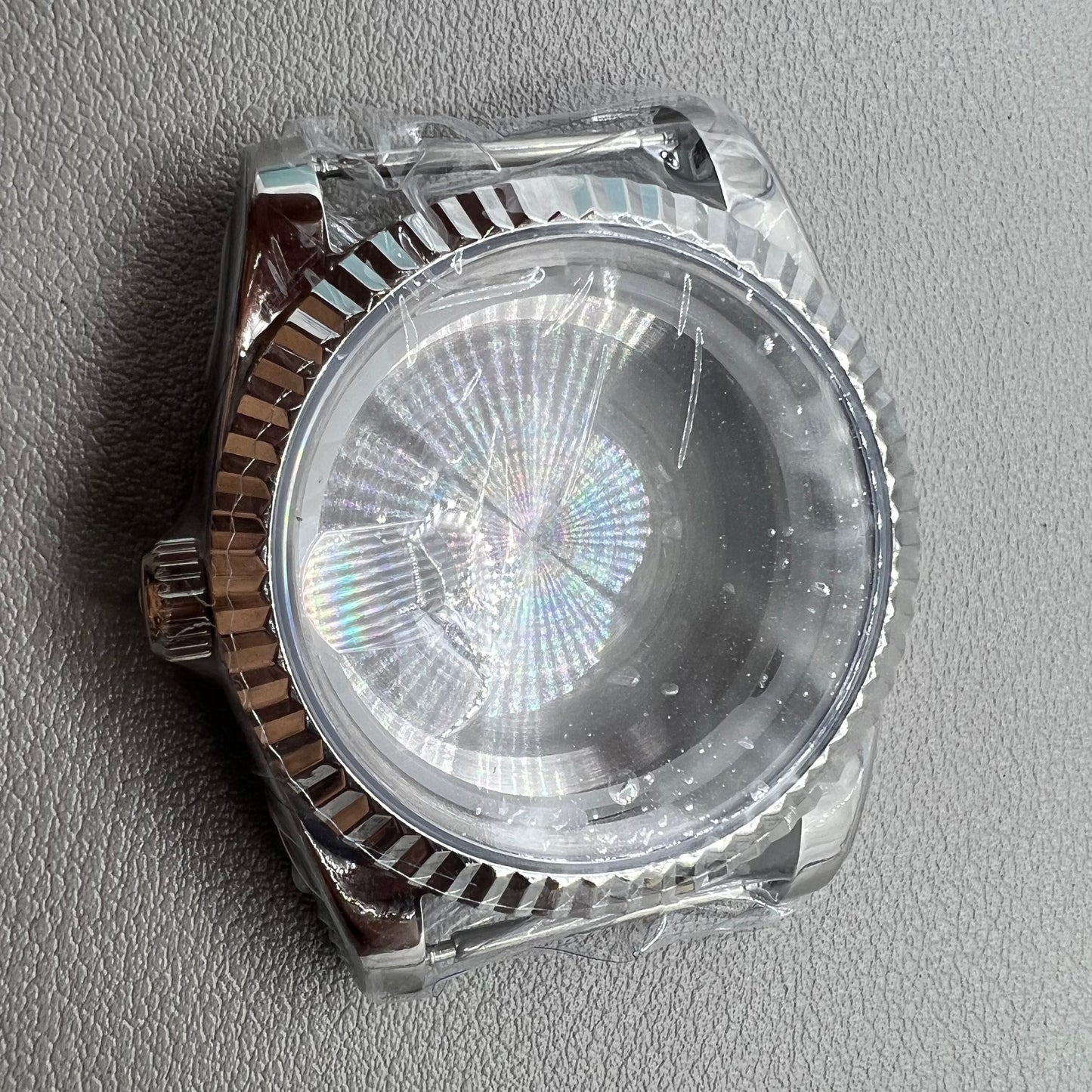 36MM steel watch case with mineral glass mirror, compatible with Miyota 8215/2813/8205/8200 movements.