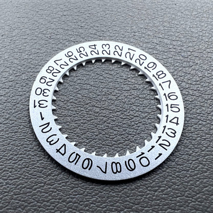 Vintage silver date disk wheel compatible with NH36 NH35 mechanical movement, Crown@3.8 accessory.