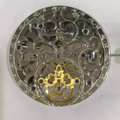 Carved silver hollow watch with 3 hands, automatic mechanical movement by China Made brand.