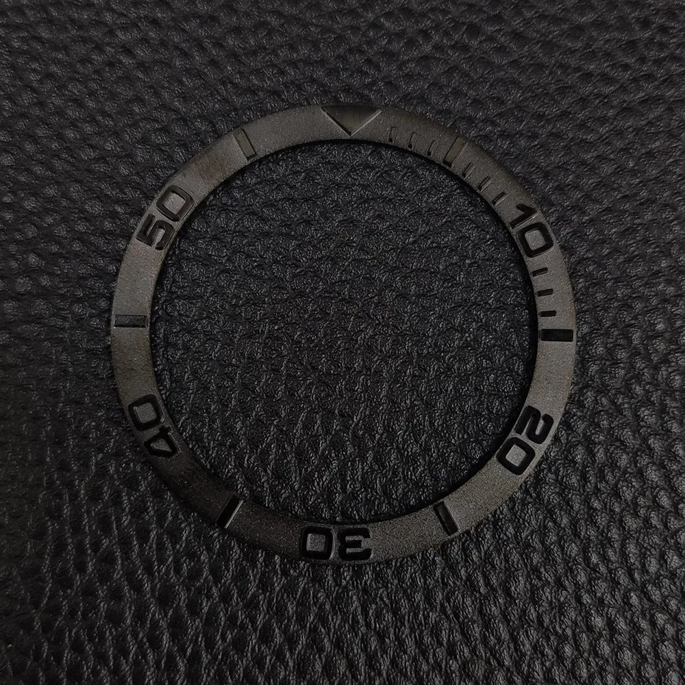 38x31.5mm flat black matte ceramic bezel with insert rings for watch case replacement accessories by Metallic.