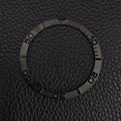 38x31.5mm flat black matte ceramic bezel with insert rings for watch case replacement accessories by Metallic.