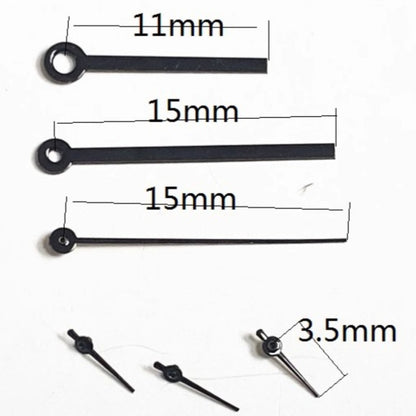 15mm black painted watch hands set for Miyota OS10 OS20 OS30 movements, precise and durable.