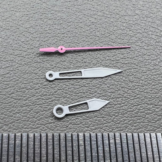 Set of pink 13mm hollow second hands for Miyota 2315, 2035, 2036 watches.