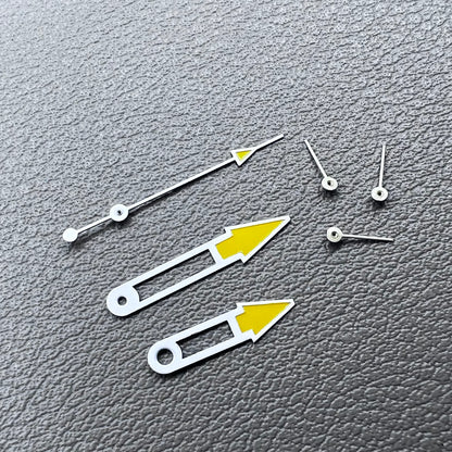 2 Sets 14.5mm White Trim Yellow Painted Watch Hands for Miyota OS10 OS20 OS30