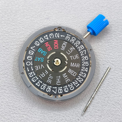 Black English Letter Seiko NH36 NH36A Mechanical Movement Week Crown@3.8