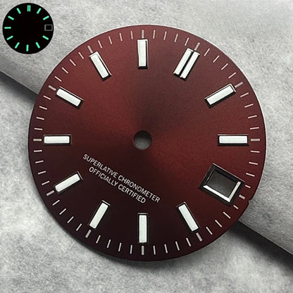 28.5mm Multicolor Date Window Green Luminous Dial For NH35  NH36/4R/7S Movement