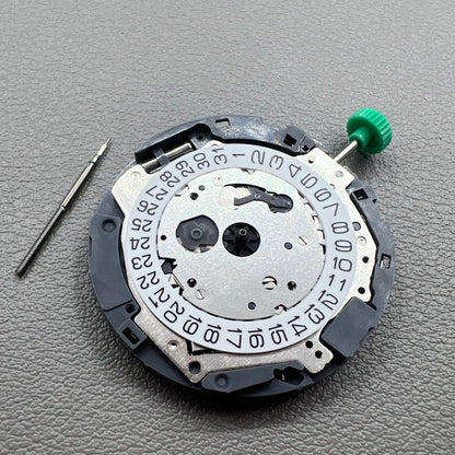 Japan Miyota OS10 quartz watch movement with date display at 3 o'clock, precision timekeeping accessory.