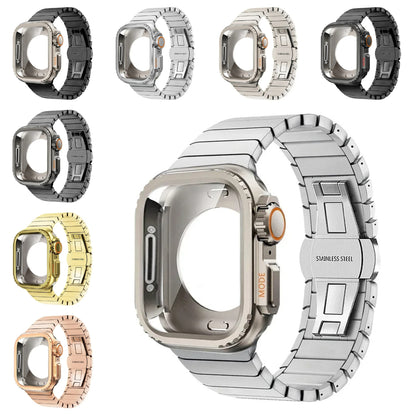 Steel Case+Strap for Apple Watch Metal Band Protective Shell  Series 10 9 8