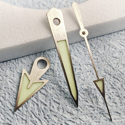 Matte silver trim C3 green lume watch hands for NH34 NH35 NH36 NH38 NH39 NH70 movements