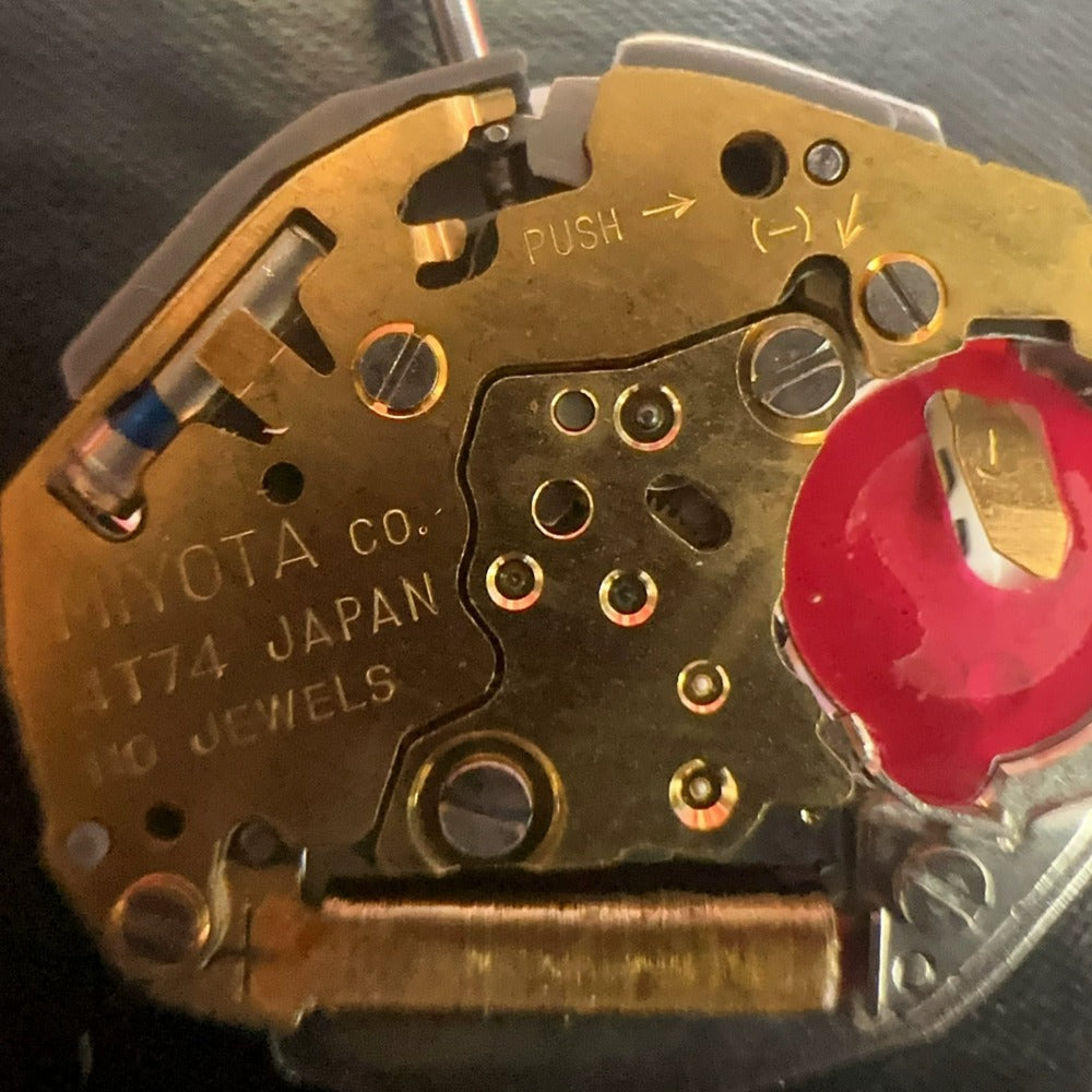Original Japan Made 4T74 quartz watch part with 2 hands and single calendar, perfect for precise repairs