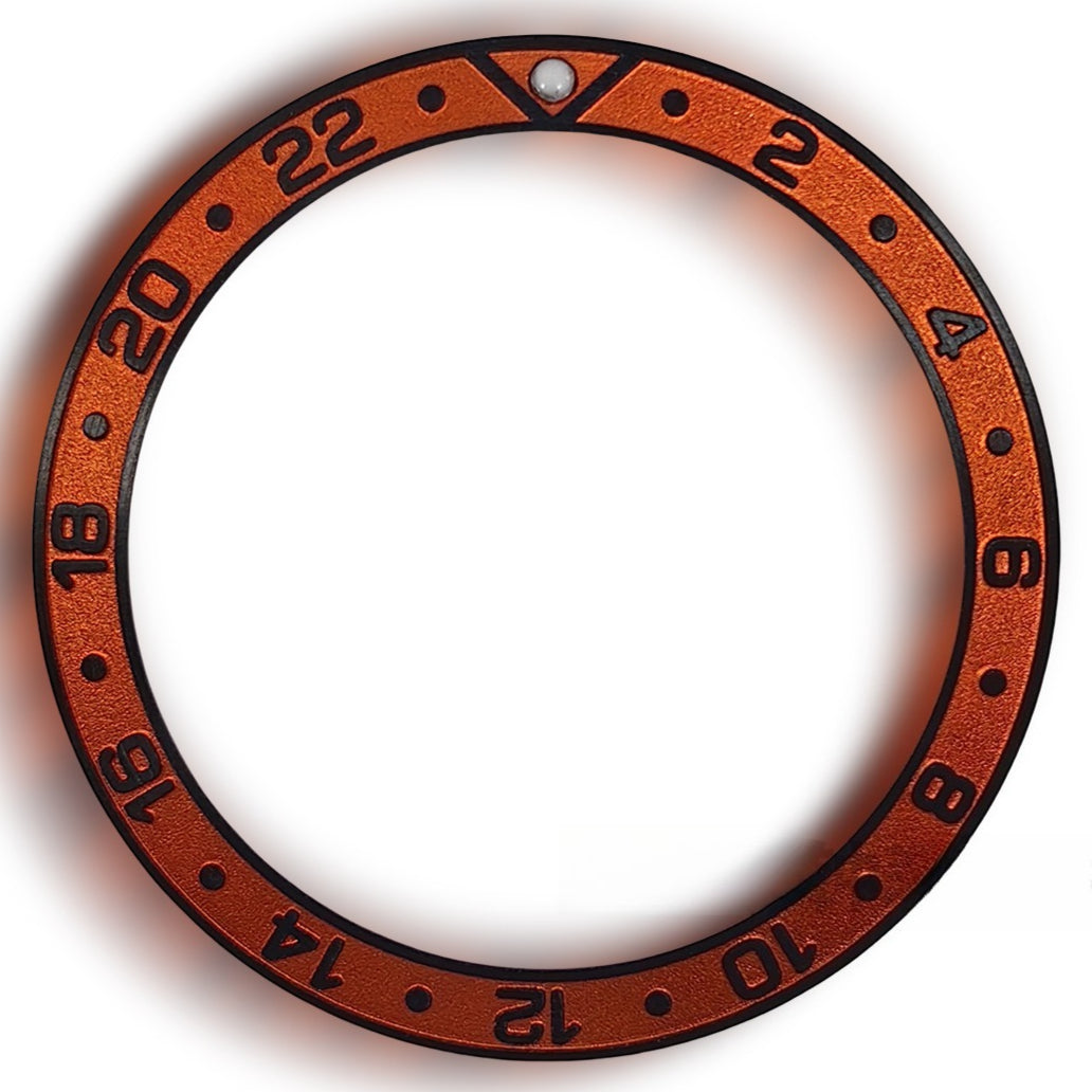 38X30.7Mm Orange Aluminum Watch Bezel Black Raised Font Watch Part
