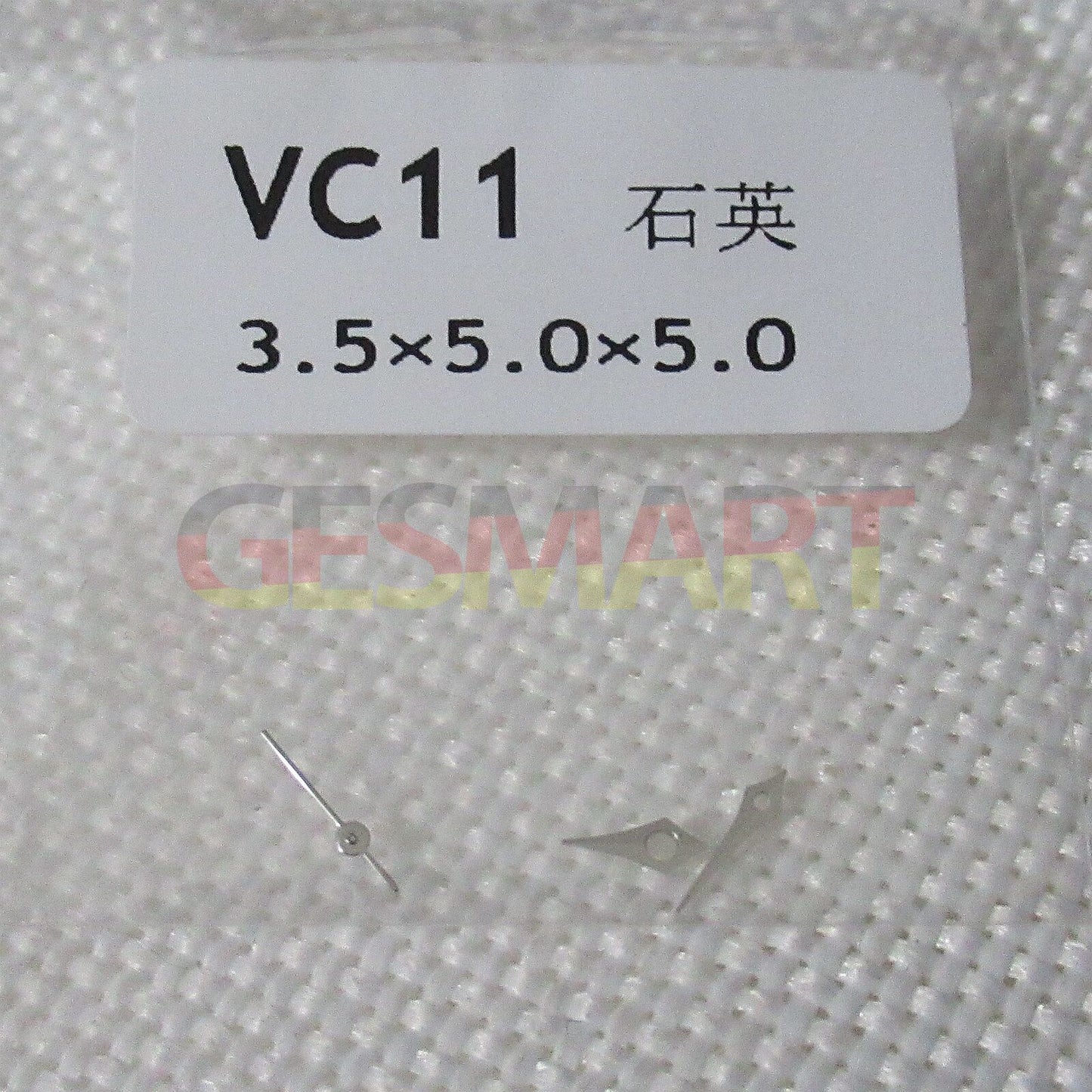 Silver 3.5x5x5mm watch hands for Hattori Epson VC11 movement with precision design.  