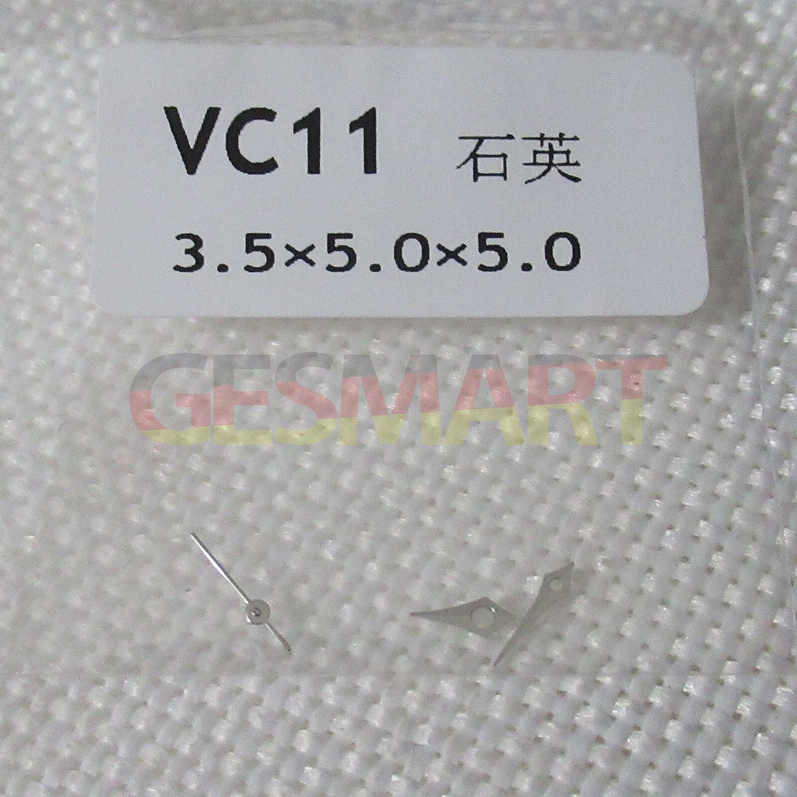 Silver 3.5x5x5mm watch hands for Hattori Epson VC11 movement with precision design.  