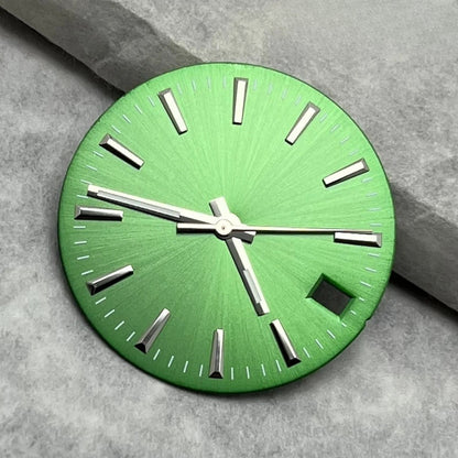 28.5mm Watche Hands Green Luminous Watch Dial Stripes Sunburst For NH35/36/4R/7S