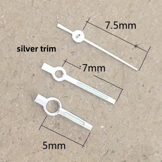 Silver trim 7.5mm square pointed watch hands for Seagull ST6 mechanical movement