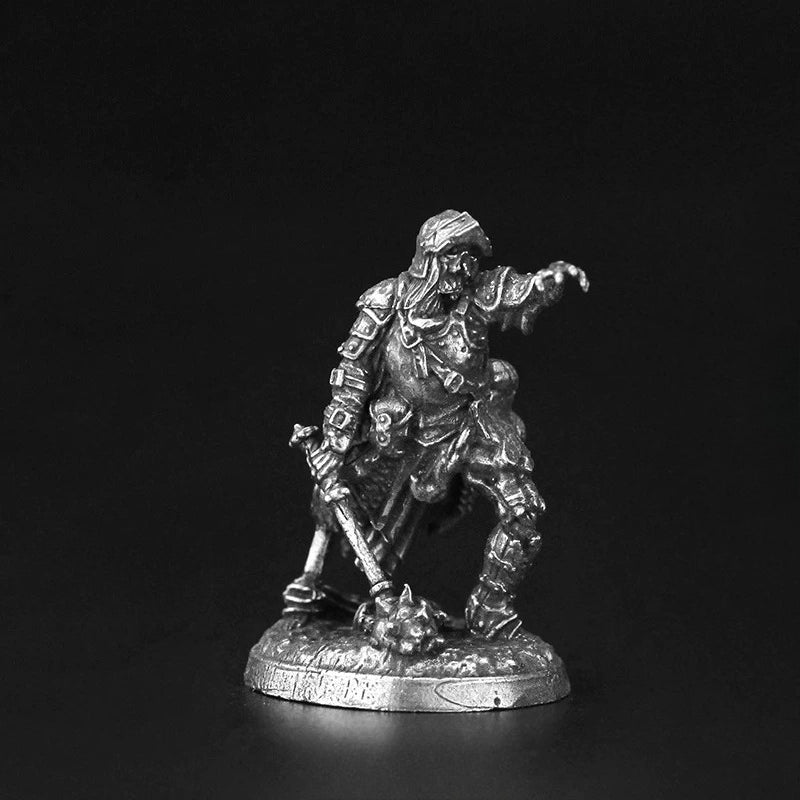 White Brass Figurine Undead Skeleton Commander Miniature - Pointing Warhammer Wargame Figure