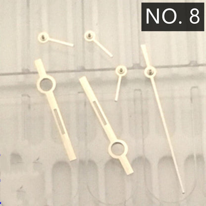 Silver watch hands with trim for Ronda 5030.D quartz movement, compatible with precision timepieces.