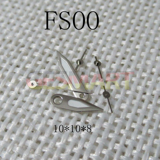 Aiguilles de montre lumineuses vertes avec garniture argentée 10 x 10 x 8 mm pour mouvement Miyota FS00