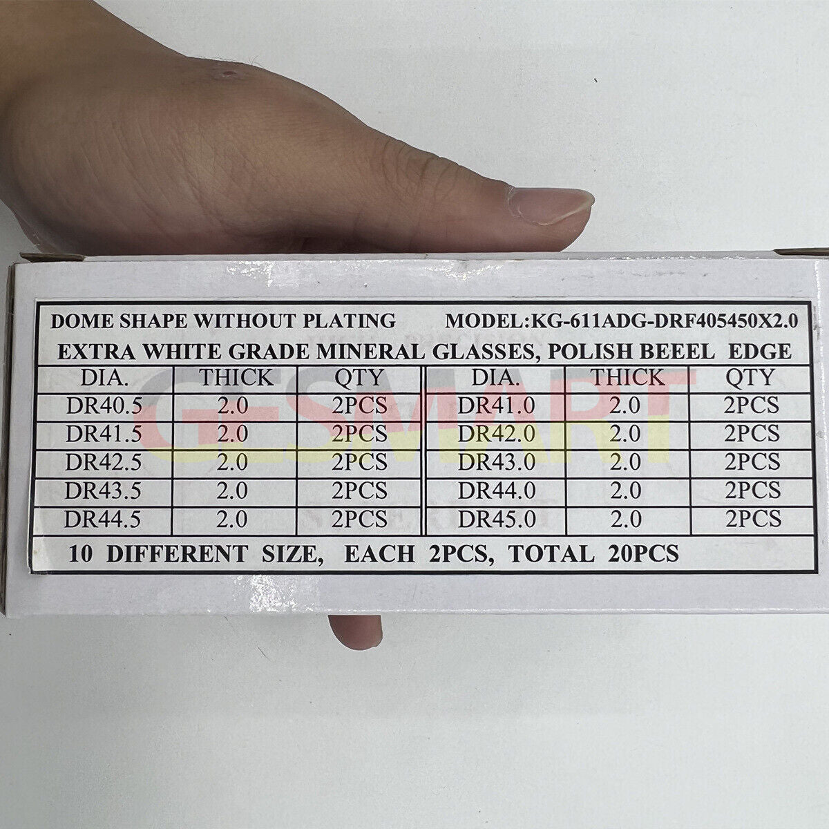 Set of 20 flat 2.0mm thick round watch glass crystals, 40.5-50mm, durable mineral glass for replacements
