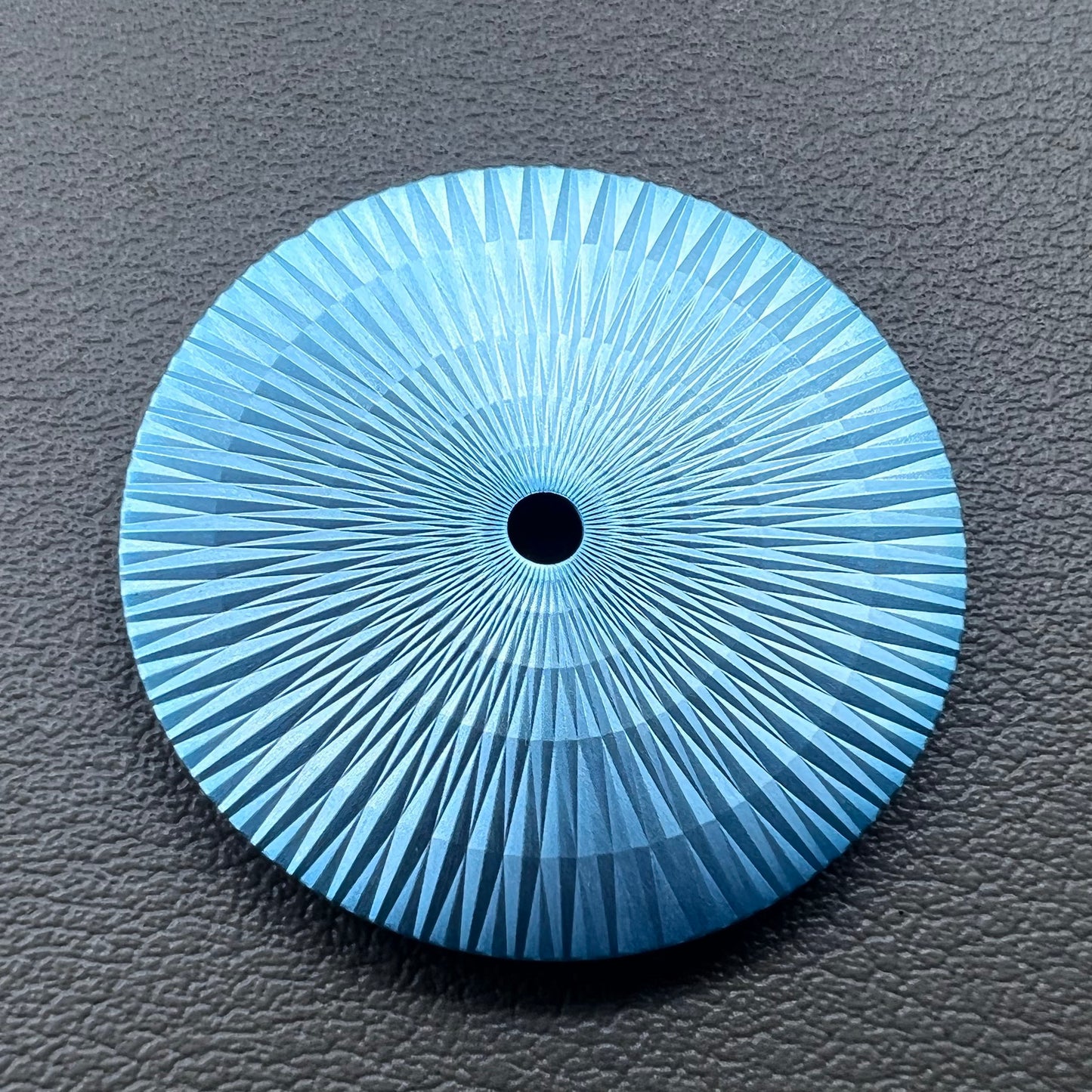 Ice Blue 28.5mm watch dial with radial pattern, no lume, for Miyota 8215 movement.