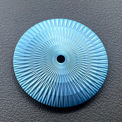 Ice Blue 28.5mm watch dial with radial pattern, no lume, for Miyota 8215 movement.