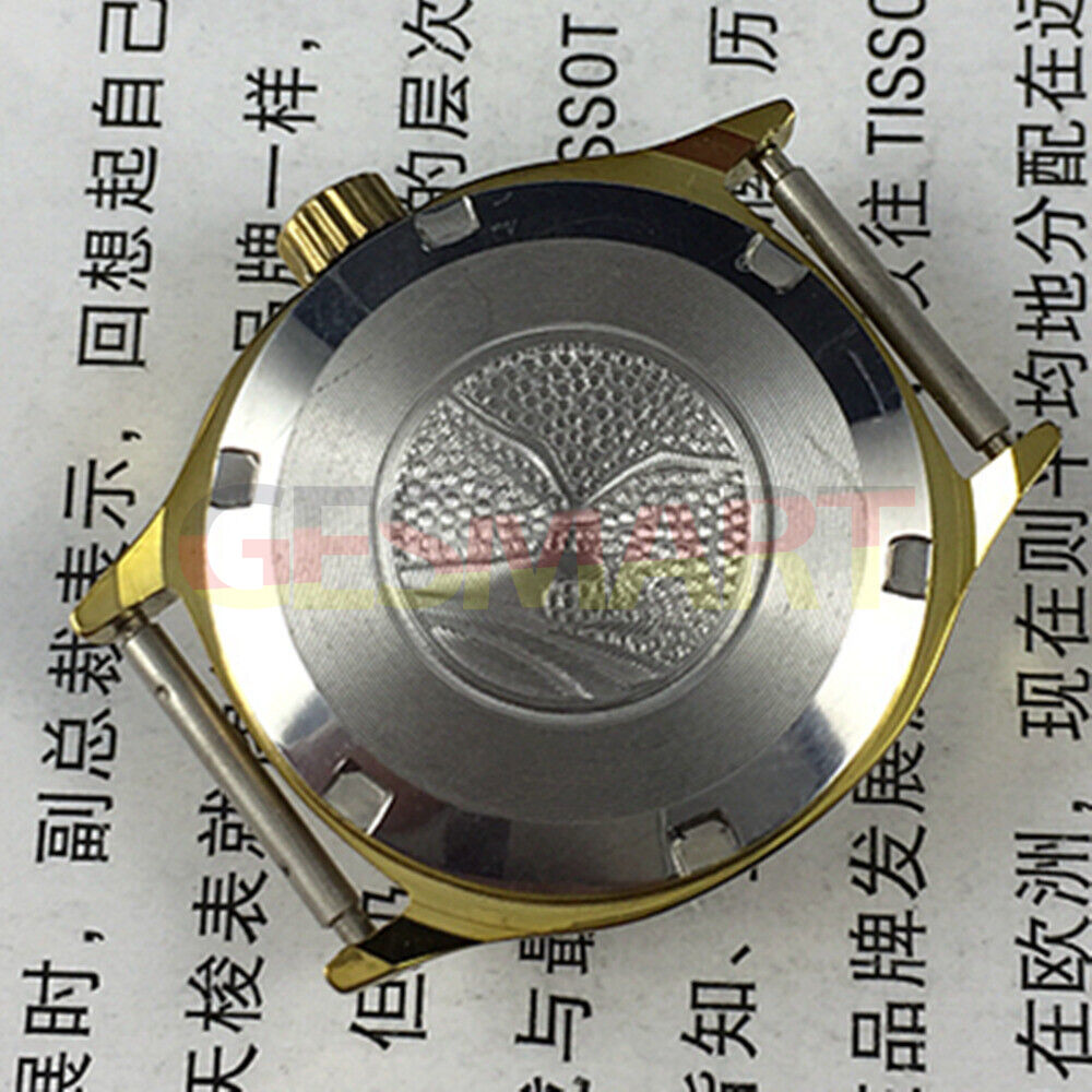 Seagull ladies watch with gold square case, nail markers, manual mechanical movement, single date window.