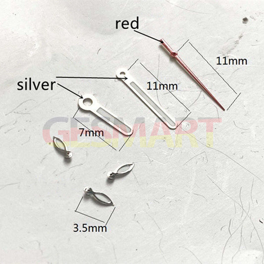 Aiguilles de montre luminescentes vertes et rouges de 11 mm pour Miyota OS10, OS20, OS22, OS60, OS80