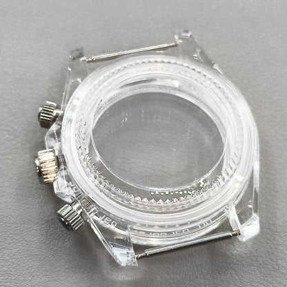 39mm Transparent Acrylic Watch Case Fit 29.5mm Dial for VK63 Movement