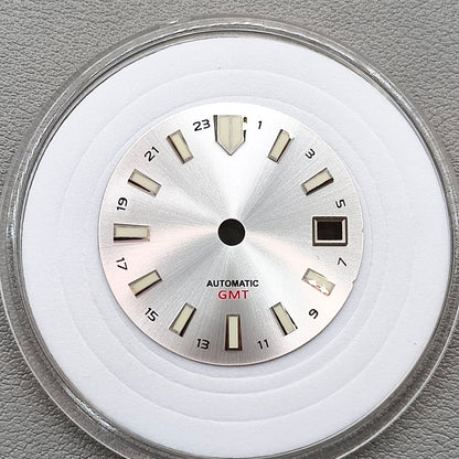 Modified Solid Silver 28.5mm MOP Seashell Watch Dial for NH34 GMT Movement