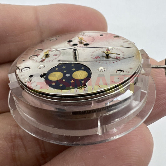 Tianjin Seagull ST1908 manual winding watch movement featuring moon phase complication for precise timekeeping.