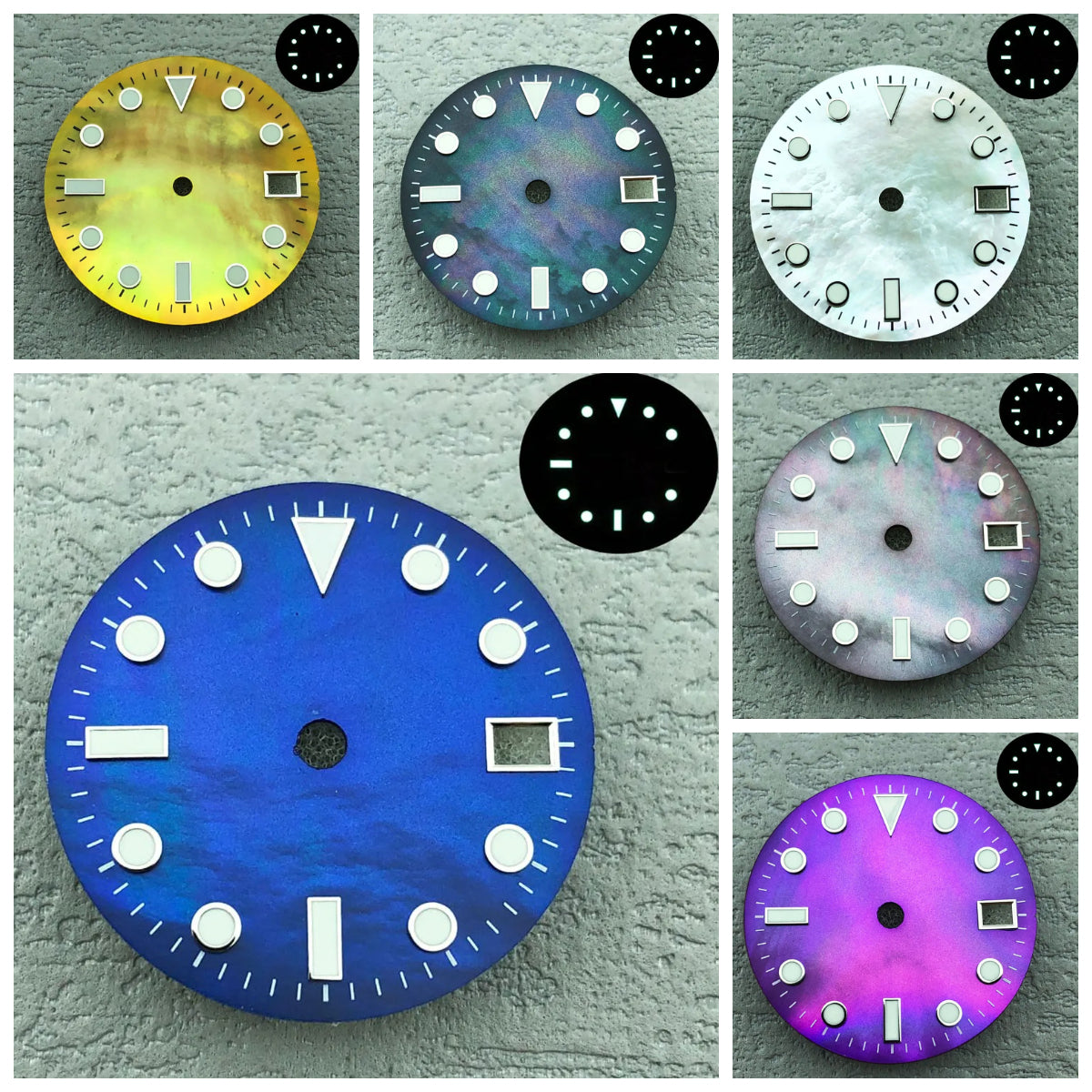 28.5mm Shell Reflective Multicolor Watch Dial C3 Green Luminous For NH35 NH36