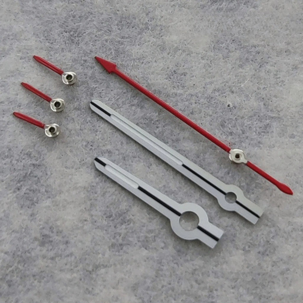 Silver Red 6 Pins Watch Hands Green Luminous For VK63 VK64 Quartz Movement