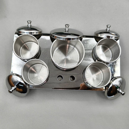5 Cups Stainless Steel Watchmakers Watch Oil Benzine Cup with Anti-Leak Cover