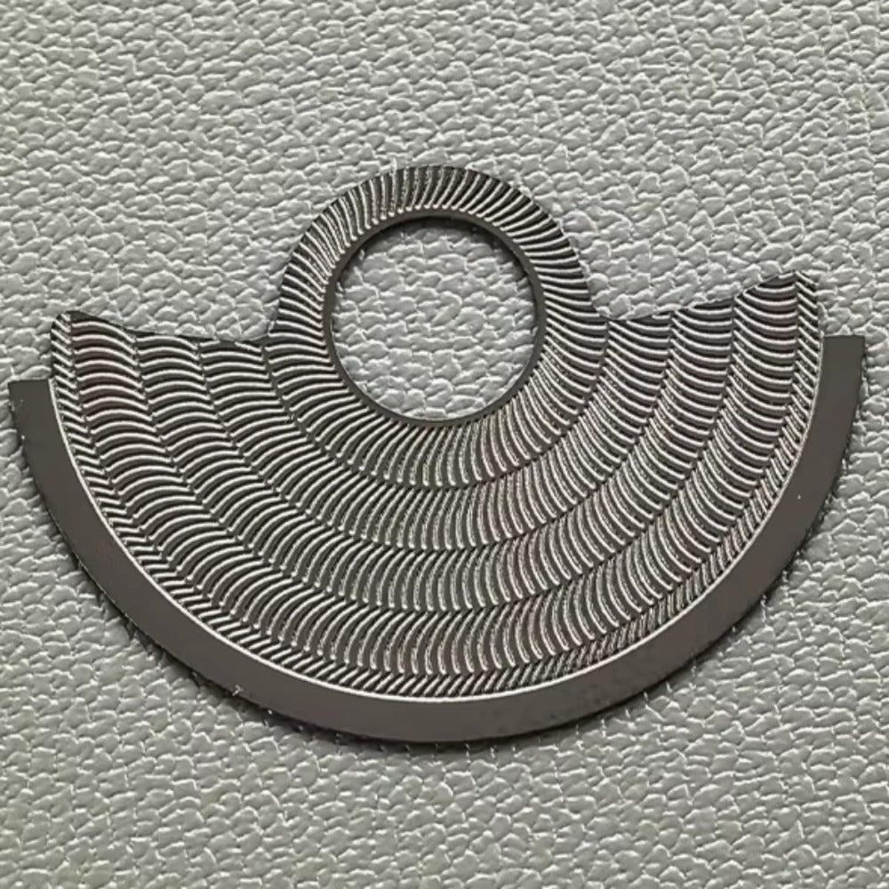 Black Causeway pattern rotor overlay for NH35 NH36 movements, enhancing watch accessory style and durability.