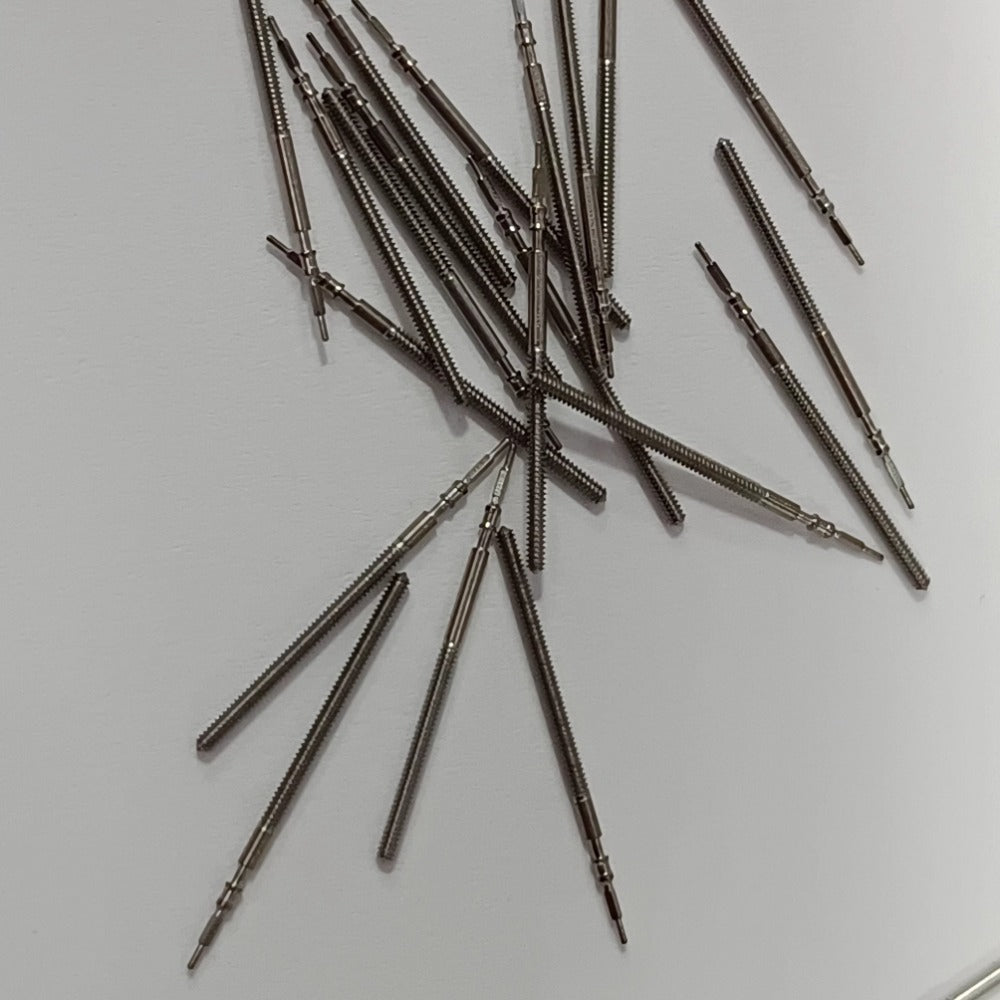 Set of 5 Miyota 2S60 watch winding stems, precision parts for watch repair and maintenance.