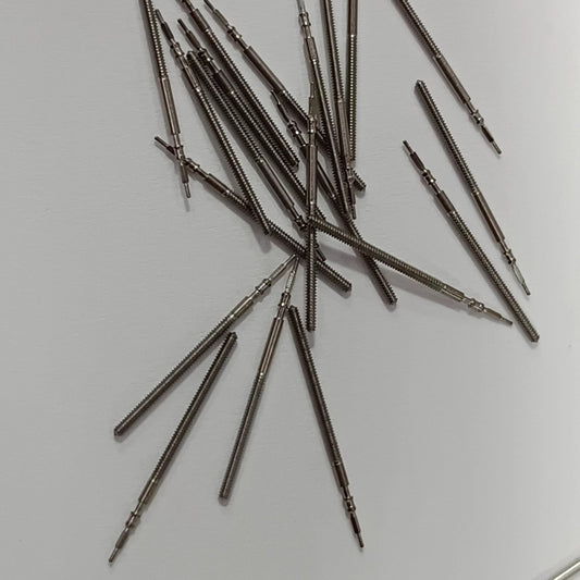 Set of 5 Miyota 2S60 watch winding stems, precision parts for watch repair and maintenance.