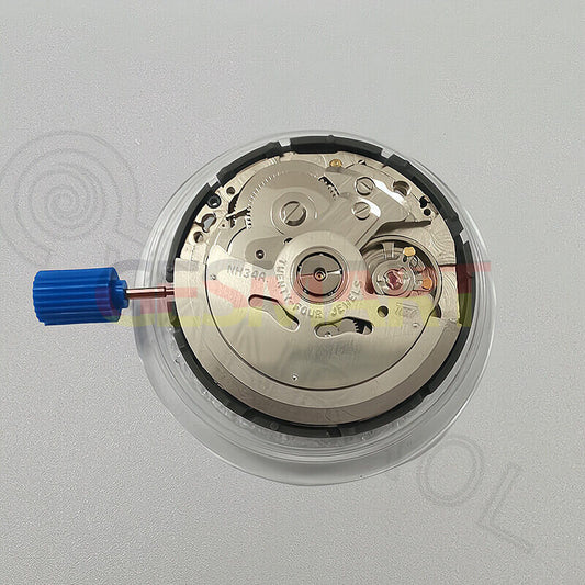 NH34 Automatisches mechanisches GMT-Uhrwerk mit Sekundenstopp, weißes Scheibenrad, Datumsanzeige bei 6