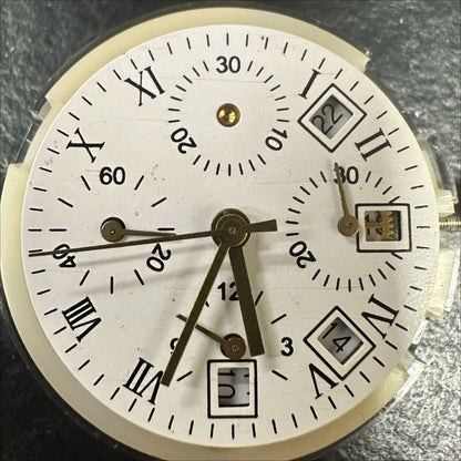 Shanghai 7750 mechanical watch movement with multifunctional white dial, 11.0mm height, Chinese craftsmanship.